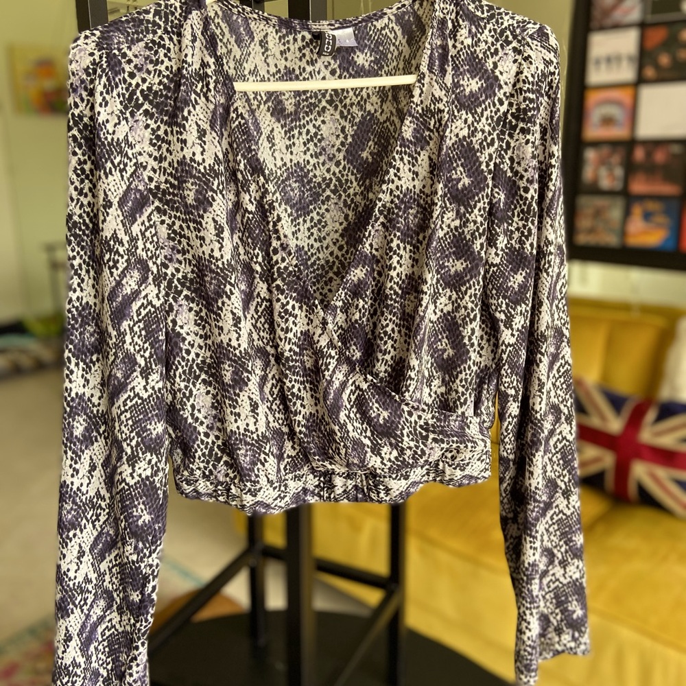 Sheer snake print cropped top